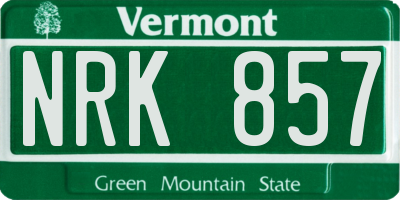 VT license plate NRK857