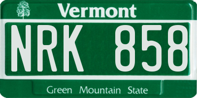 VT license plate NRK858