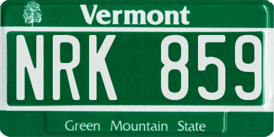VT license plate NRK859