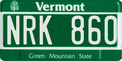 VT license plate NRK860