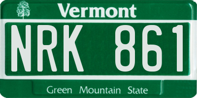 VT license plate NRK861