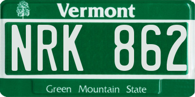 VT license plate NRK862