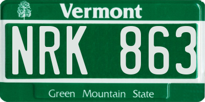 VT license plate NRK863