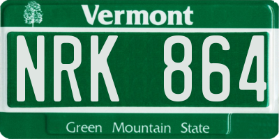 VT license plate NRK864