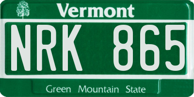 VT license plate NRK865