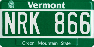 VT license plate NRK866