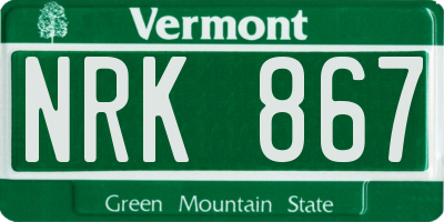 VT license plate NRK867