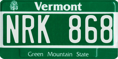 VT license plate NRK868