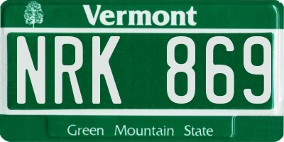 VT license plate NRK869