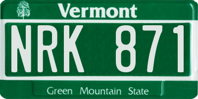 VT license plate NRK871