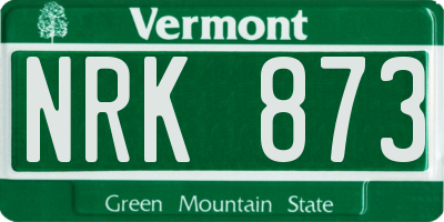 VT license plate NRK873