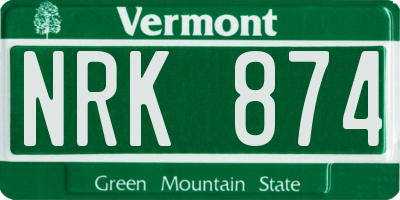 VT license plate NRK874