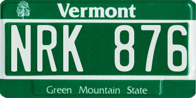 VT license plate NRK876
