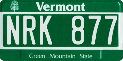 VT license plate NRK877