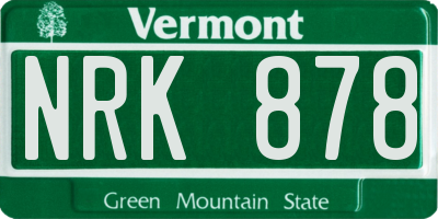 VT license plate NRK878