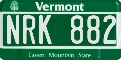 VT license plate NRK882