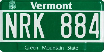 VT license plate NRK884