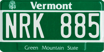 VT license plate NRK885