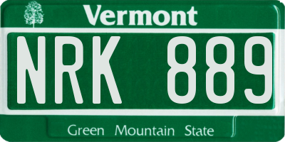 VT license plate NRK889