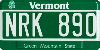 VT license plate NRK890