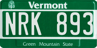 VT license plate NRK893