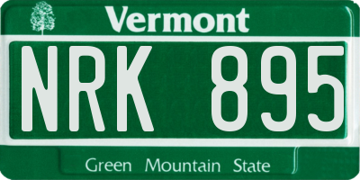 VT license plate NRK895