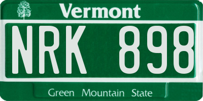 VT license plate NRK898