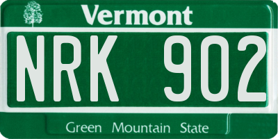 VT license plate NRK902