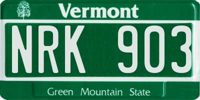 VT license plate NRK903