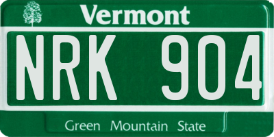 VT license plate NRK904