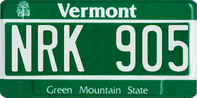 VT license plate NRK905