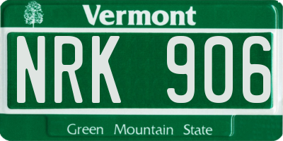 VT license plate NRK906
