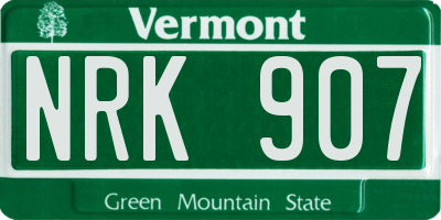 VT license plate NRK907