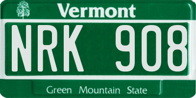 VT license plate NRK908