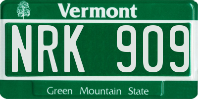 VT license plate NRK909