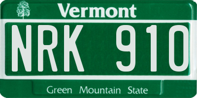 VT license plate NRK910