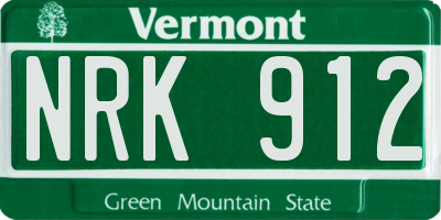 VT license plate NRK912