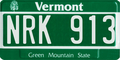 VT license plate NRK913
