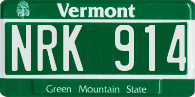 VT license plate NRK914