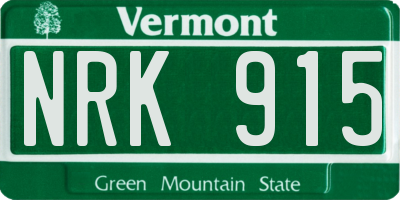 VT license plate NRK915