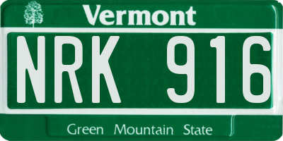 VT license plate NRK916