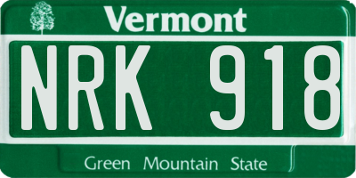 VT license plate NRK918