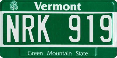 VT license plate NRK919