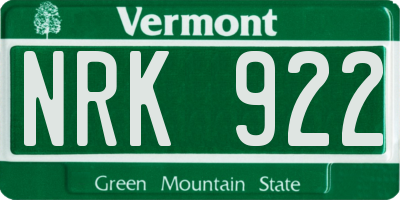VT license plate NRK922