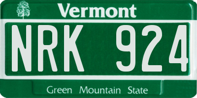 VT license plate NRK924