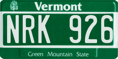 VT license plate NRK926