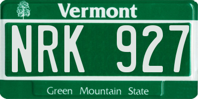 VT license plate NRK927