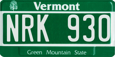 VT license plate NRK930
