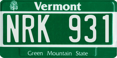VT license plate NRK931