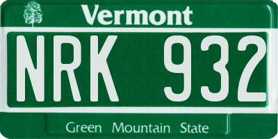 VT license plate NRK932